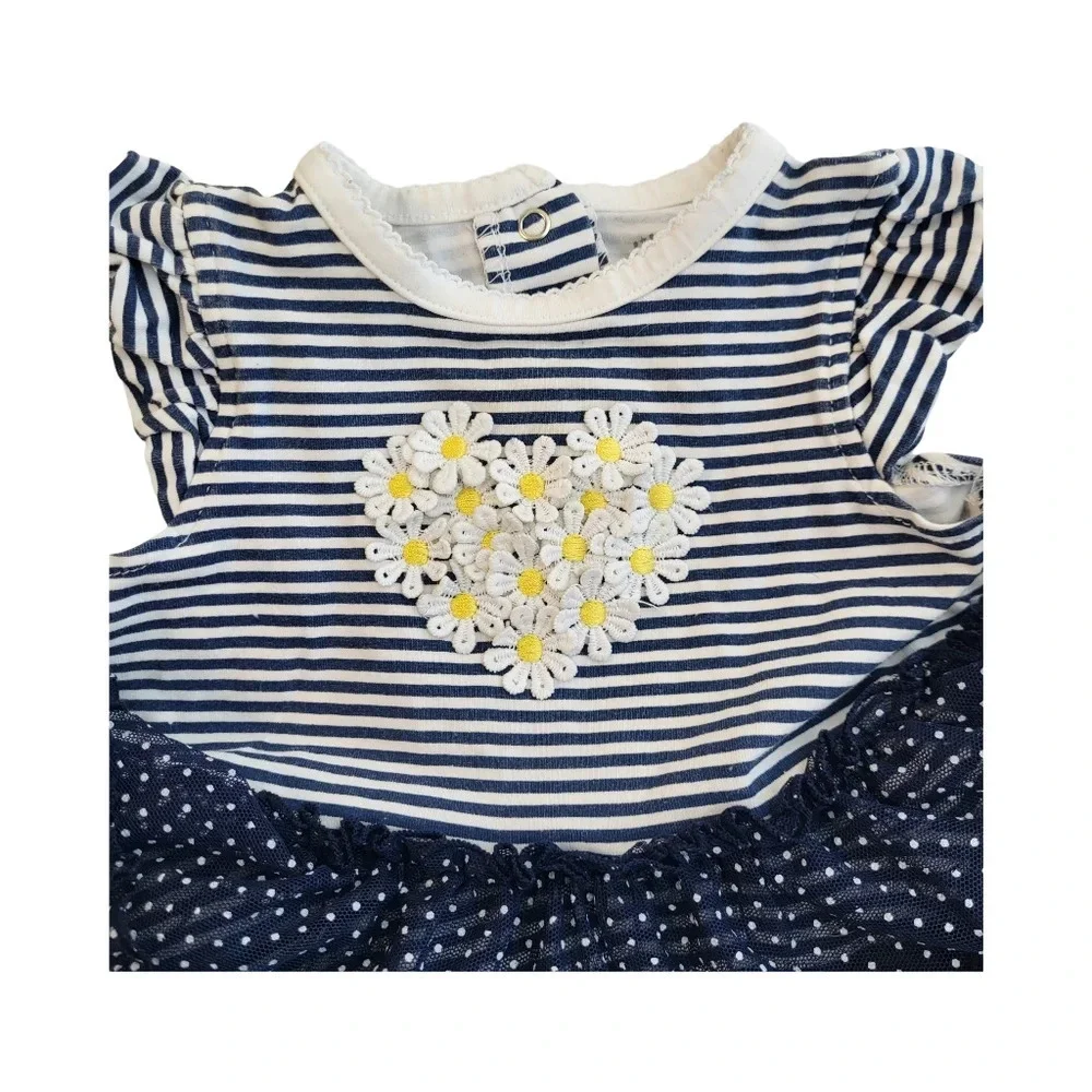 Little Me Blue and White‎ Baby Girls Popover Tutu Dress Size 6m